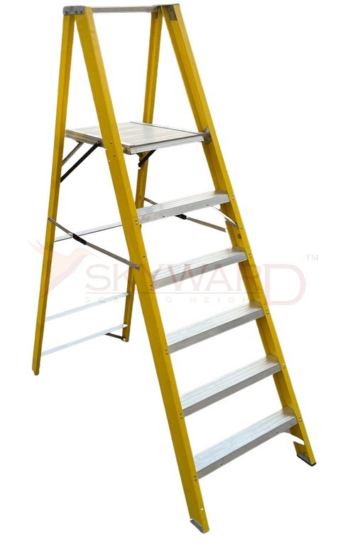 Model No. F8300 Fibreglass Platform Ladder for Electrical, Commercial and Industrial Access Use, Professional Insulated Elevated Working Ladder for Maintenance, Repair and Installation Tasks